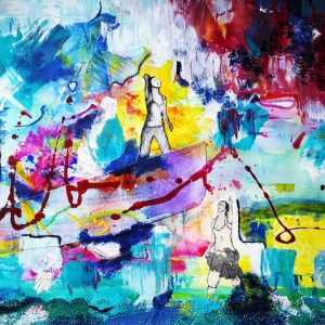 2-Verriest, Stéphanie, La quête en couleurs, 38 cm x 55 cm, Techniques mixtes sur papier